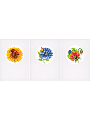 Vervaco Official Wenskaart kit Zomerbloemen set van 3 Vervaco Official Wenskaart kit Zomerbloemen set van 3
