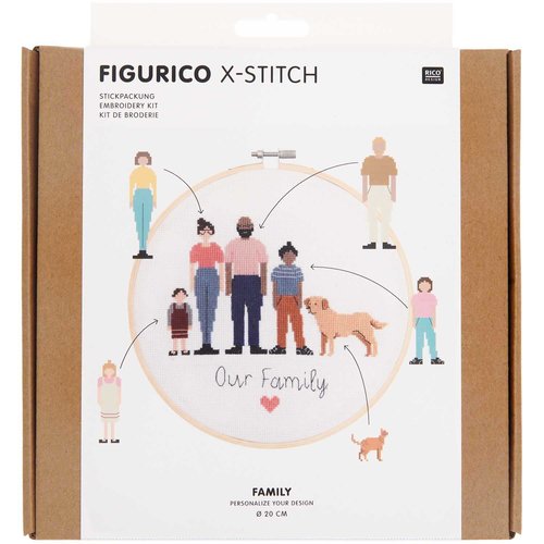 Rico Design Borduurpakket Figurico - Familie - 20 cm