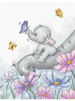 Luca-S Borduurpakket Elephant with Butterfly - Luca-S Luca-S Borduurpakket Elephant with Butterfly - Luca-S