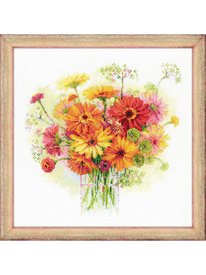 RIOLISf Borduurpakket Watercolour Gerberas - RIOLIS RIOLISf Borduurpakket Watercolour Gerberas - RIOLIS