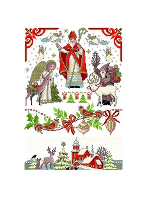 Lindner’s Kreuzstiche Patroon Lindner 044 - Sinterklaasfeest rood