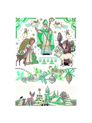 Lindner’s Kreuzstiche Patroon Lindner 043 - Sinterklaasfeest blauw/groen