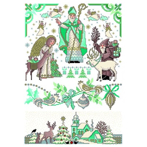 Lindner Patroon Lindner 043 - Sinterklaasfeest blauw/groen Lindner Patroon Lindner 043 - Sinterklaasfeest blauw/groen