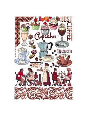 Lindner’s Kreuzstiche Patroon Lindner 036 - Koffietijd