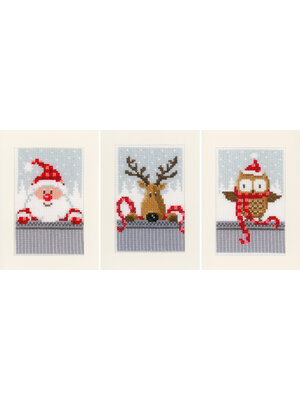 Vervaco Wenskaart kit Kerstfiguren I set van 3 Vervaco Wenskaart kit Kerstfiguren I set van 3