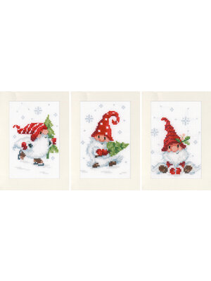 Vervaco Official Wenskaart kit Kerstkabouters set van 3 Vervaco Official Wenskaart kit Kerstkabouters set van 3