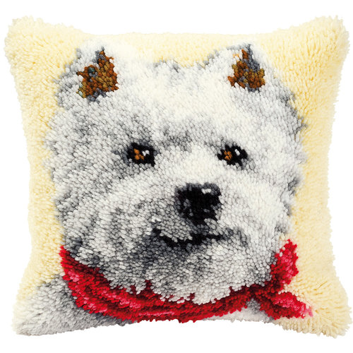 Vervaco Knoopkussen kit Westie Vervaco Knoopkussen kit Westie