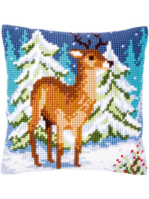 Vervaco Kruissteekkussen kit Hert in de winter