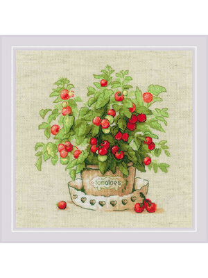RIOLIS Borduurpakket Tomatoes in a Pot - RIOLIS RIOLIS Borduurpakket Tomatoes in a Pot - RIOLIS