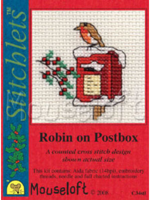 Mouseloft Borduurpakket Robin on Postbox - Mouseloft
