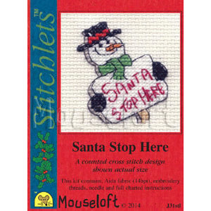 Mouseloft Borduurpakket Santa Stop Here - Mouseloft