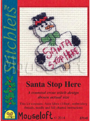 Mouseloft Borduurpakket Santa Stop Here - Mouseloft