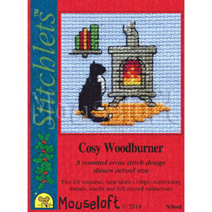 Mouseloft Borduurpakket Cosy Woodburner - Mouseloft