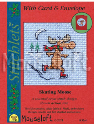 Mouseloft Borduurpakket Skating Moose - Mouseloft