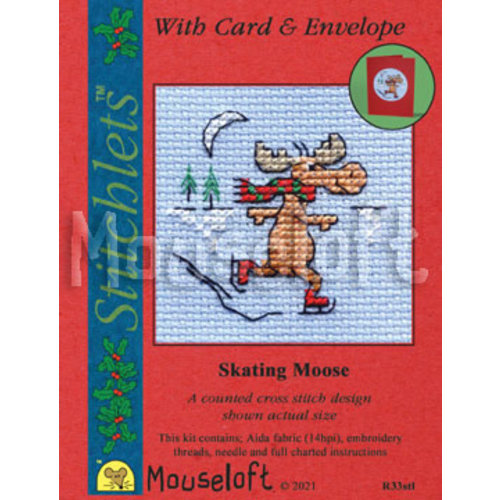 Mouseloft Borduurpakket Skating Moose - Mouseloft