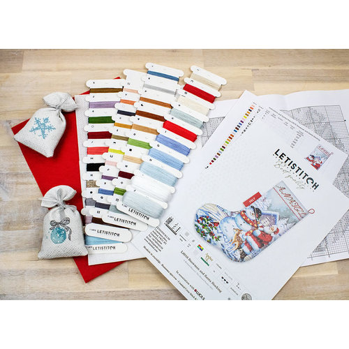 Leti Stitch Borduurpakket Snowman and Santa Stocking - Leti Stitch