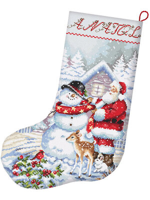 Leti Stitch Borduurpakket Snowman and Santa Stocking - Leti Stitch