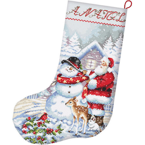 Leti Stitch Borduurpakket Snowman and Santa Stocking - Leti Stitch