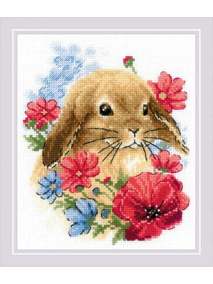 RIOLISf Borduurpakket Bunny in Flowers - RIOLIS RIOLISf Borduurpakket Bunny in Flowers - RIOLIS