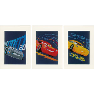 Vervaco Wenskaart kit Disney Cars set van 3