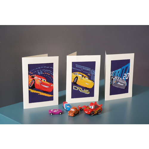 Vervaco Wenskaart kit Disney Cars set van 3