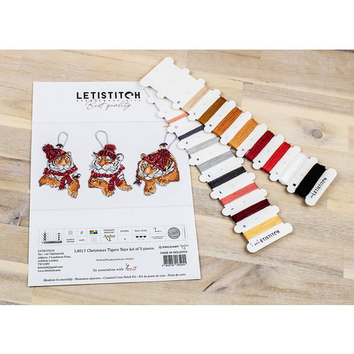 Leti Stitch Borduurpakket Christmas Tigers  Toys Kit of 3 Pieces - Leti Stitch