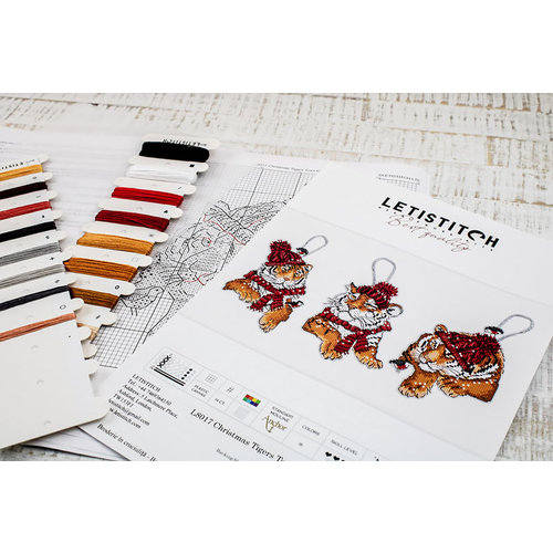 Leti Stitch Borduurpakket Christmas Tigers  Toys Kit of 3 Pieces - Leti Stitch