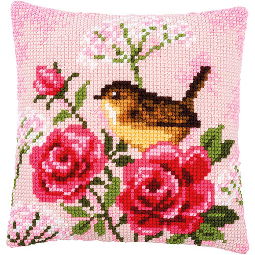 Vervaco Kruissteekkussen kit Vogel tussen rozen Vervaco Kruissteekkussen kit Vogel tussen rozen