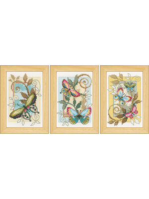 Vervaco Miniatuur kit Decoratieve vlinders set van 3