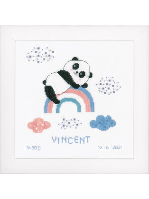 Vervaco Official Telpakket kit Panda op regenboog Vervaco Official Telpakket kit Panda op regenboog