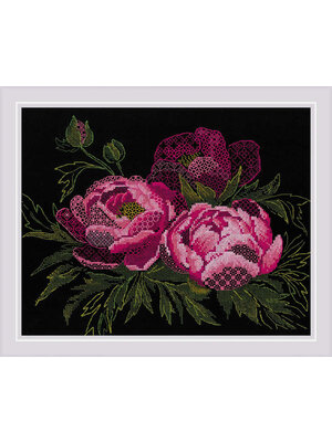 RIOLISf Borduurpakket Lace Peonies - RIOLIS RIOLISf Borduurpakket Lace Peonies - RIOLIS