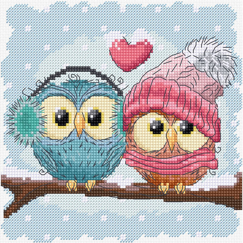 Luca-S Borduurpakket Two Cute Owls  - Luca-S