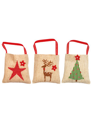Vervaco Official Cadeauzakje kit Kerst set van 3