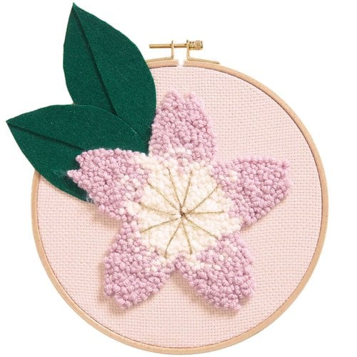 Rico Design Borduurpakket Punch Needle - Sakura Kersenbloesem blad groen