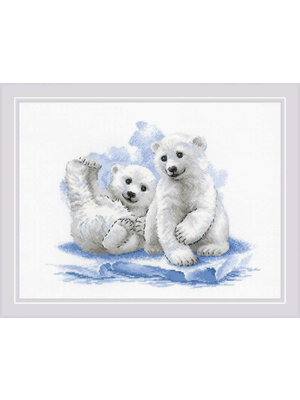 RIOLISf Borduurpakket Bear Cubs on Ice - RIOLIS RIOLISf Borduurpakket Bear Cubs on Ice - RIOLIS