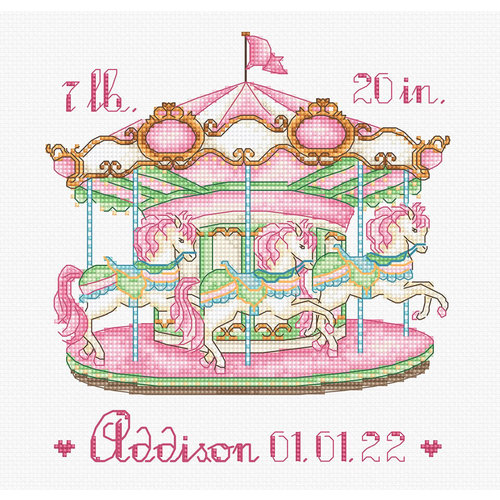 Leti Stitch Borduurpakket Baby Carousel Pink - Leti Stitch Leti Stitch Borduurpakket Baby Carousel Pink - Leti Stitch