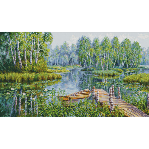 Luca-S Borduurpakket Birches at the Edge of the Lake - Luca-S