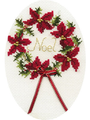 Bothy Threads Borduurpakket Christmas Card - Wreath  - Derwentwater Designs