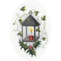 Borduurpakket Christmas Card - Lantern  - Derwentwater Designs