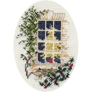 Bothy Threads Borduurpakket Christmas Card - Christmas Window  - Derwentwater Designs