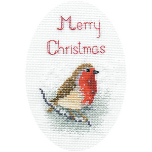 Bothy Threads Borduurpakket Christmas Card - Snow Robin  - Derwentwater Designs