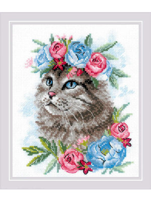 RIOLISf Borduurpakket Cat in Flowers - RIOLIS RIOLISf Borduurpakket Cat in Flowers - RIOLIS