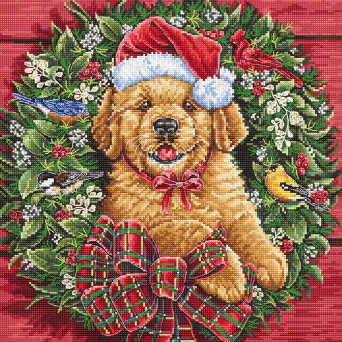 Leti Stitch Borduurpakket Christmas Puppy - Leti Stitch