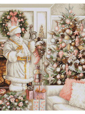 Luca-S Borduurpakket White Santa with Christmas Tree - Luca-S