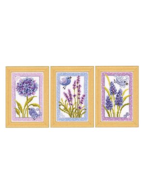 Vervaco Official Miniatuur kit Vogel met bloemen set van 3
