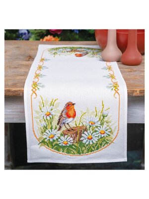 Vervaco Pearlaida loper kit Margrieten en roodborstje