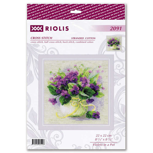 RIOLIS Borduurpakket Violets in a Pot - RIOLIS