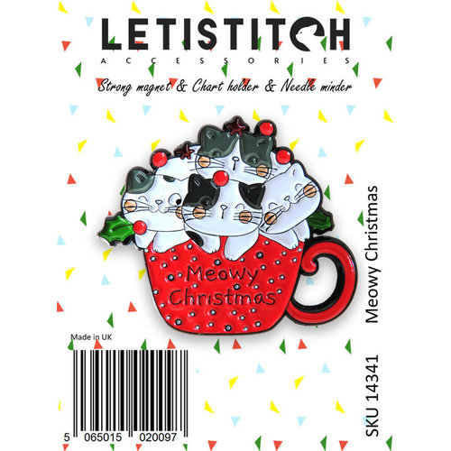 Leti Stitch Needle Minder Meowy Christmas - Leti Stitch