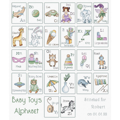 Leti Stitch Borduurpakket Baby Toys Alphabet - Leti Stitch Leti Stitch Borduurpakket Baby Toys Alphabet - Leti Stitch