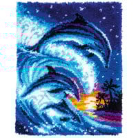 Knooptapijt kit Dolfijnen in tropisch decor